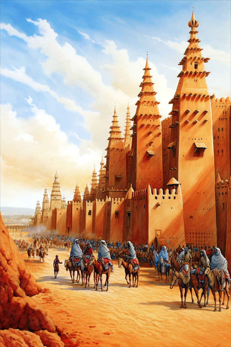 a group of people riding on the backs of horses in front of an ancient castle