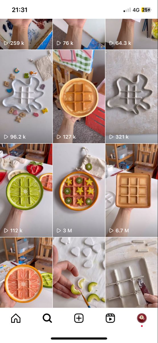 the instructions for making waffles are shown in multiple pictures, including one being cut into