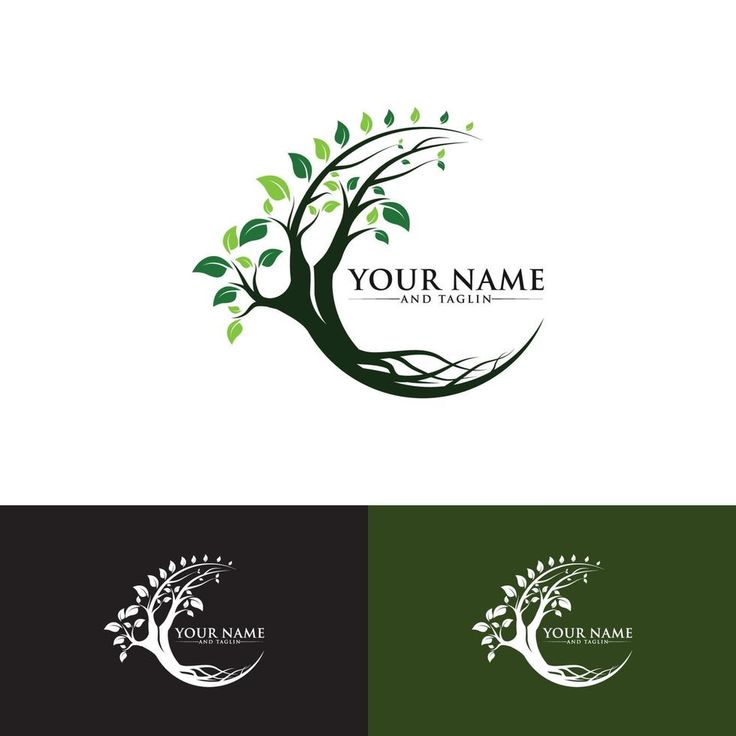 a tree logo with leaves and branches on the top is shown in two different colors