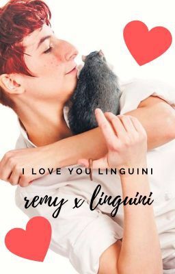 a woman holding a cat in her arms with hearts flying around her and the words i love you linguini