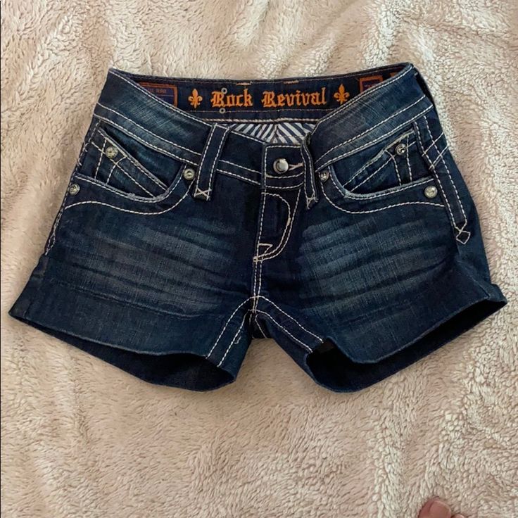 Nwot Denim Shorts By Rock Revival Bundle To Save!!! Fitted Denim Shorts For Festivals, Fitted Denim Rock Bottoms, Fitted Rock Style Denim Bottoms, Rock Style Fitted Denim Bottoms, Western Denim Bottoms For Summer, Western Style Denim Bottoms For Summer, Western Style Denim Summer Bottoms, Summer Western Denim Bottoms, Western Style Blue Bottoms For Spring