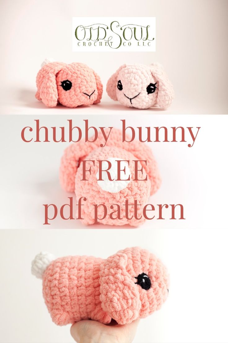 chubby bunny free pdf crochet pattern Easy Crochet Animals, Quick Crochet Patterns, Amigurumi Bunny, Pola Amigurumi, Bunny Pattern, Crochet Animals Free Patterns, Crochet Design Pattern, Beginner Crochet Projects, Patterns Ideas