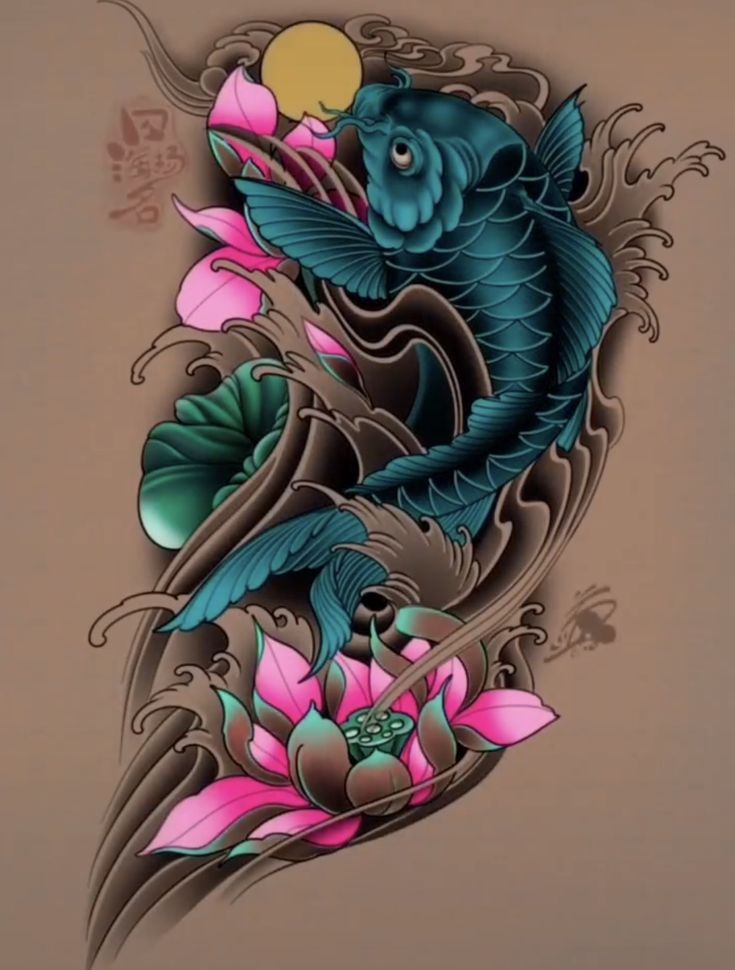 Dragon Tattoo Japanese, Pez Koi Tattoo, Dragon Koi Tattoo Design, Koi Dragon Tattoo, Japanese Koi Fish Tattoo, Tato Maori, Koi Tattoo Sleeve, Tato Ikan Koi, Koi Dragon