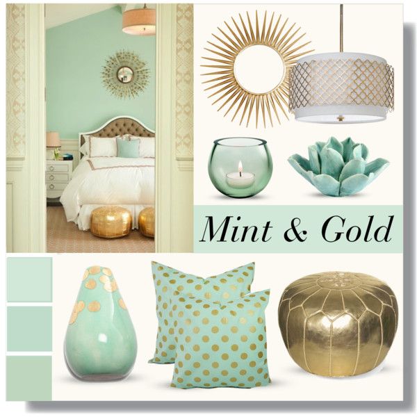 mint and gold interior design board