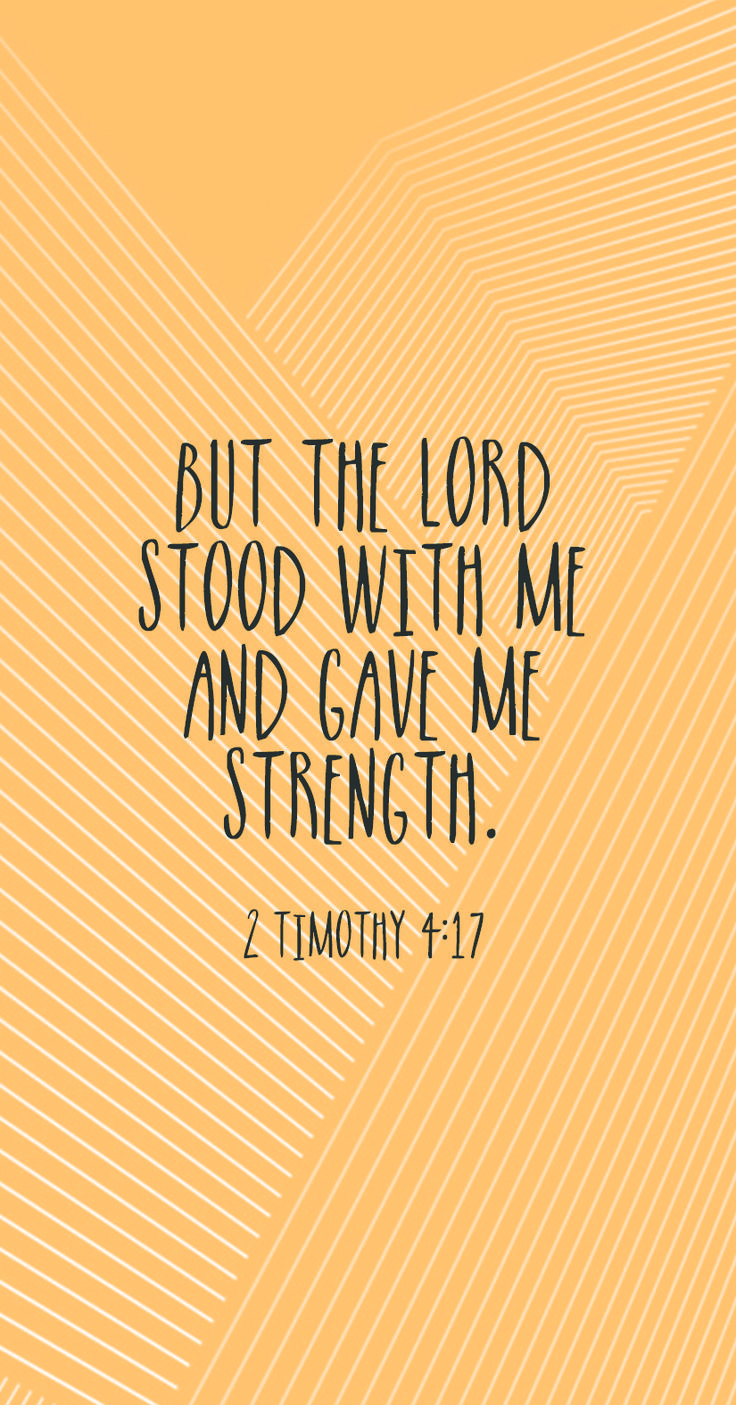 a yellow background with the words, but the lord stood with me and gave me strength