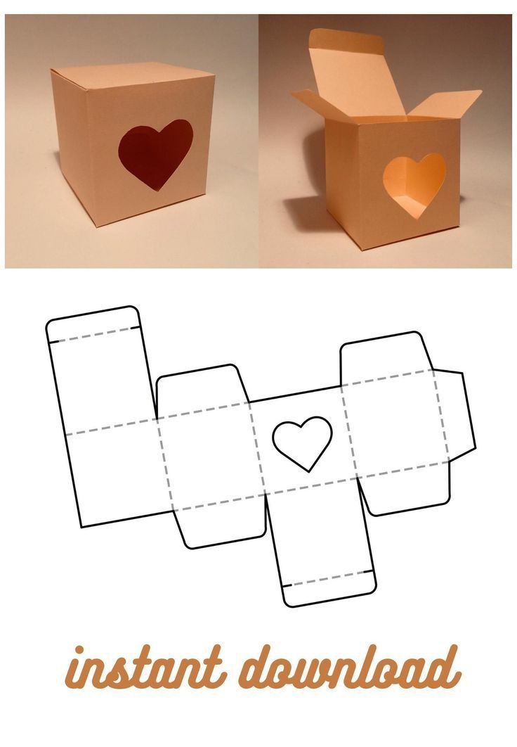 the instructions for how to make an origami box with heart cut out on it