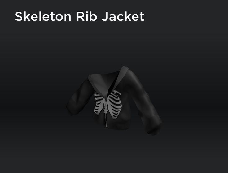 the skeleton rib jacket is black with white ribs and bones on it's chest