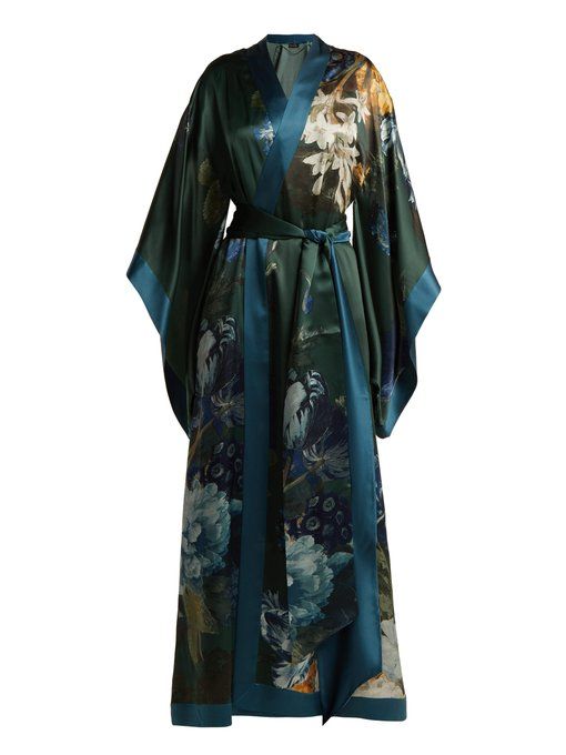 Carine Gilson, Green Kimono, Afternoon Dress, Satin Kimono, Boho Kimono, Edwardian Fashion, Silk Kimono, Kimono Dress, Kimonos