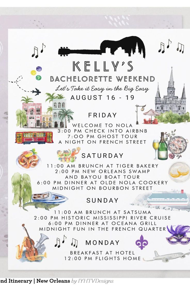 the poster for kelly's bachelor weekend is shown in black and white, with colorful