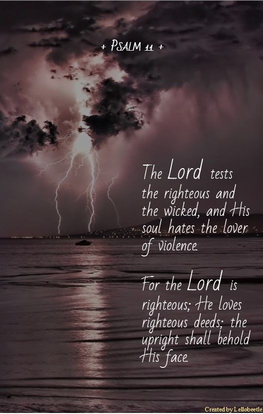 the lord texts are written in front of a dark sky with clouds and lightnings