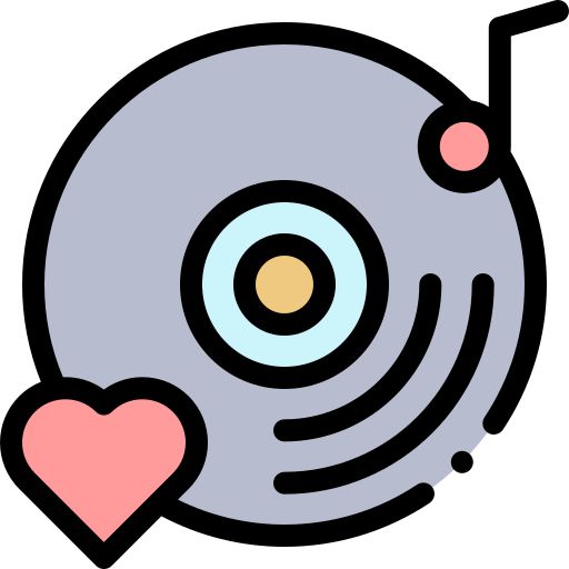 an old record player with two hearts on the front and one heart at the back