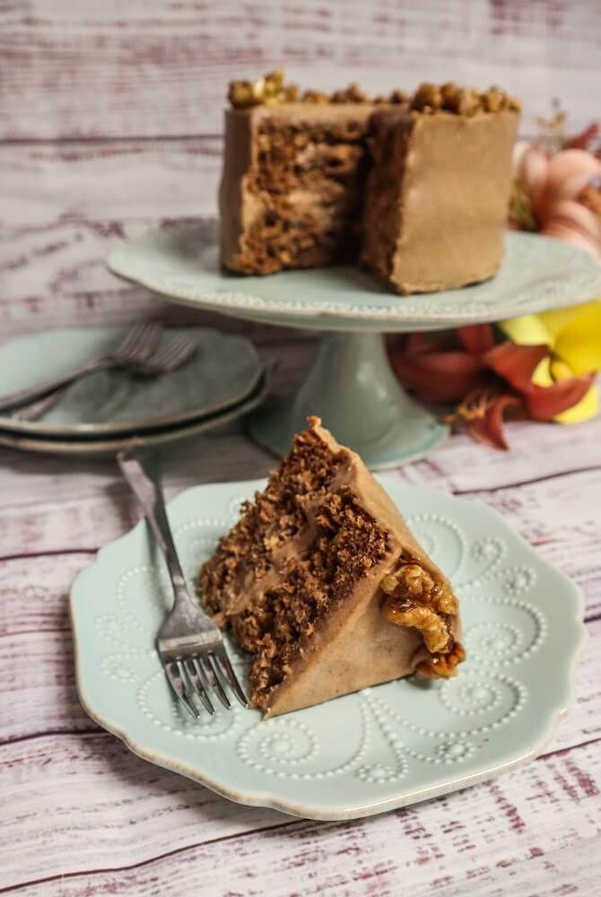 a piece of cake on a plate with a fork