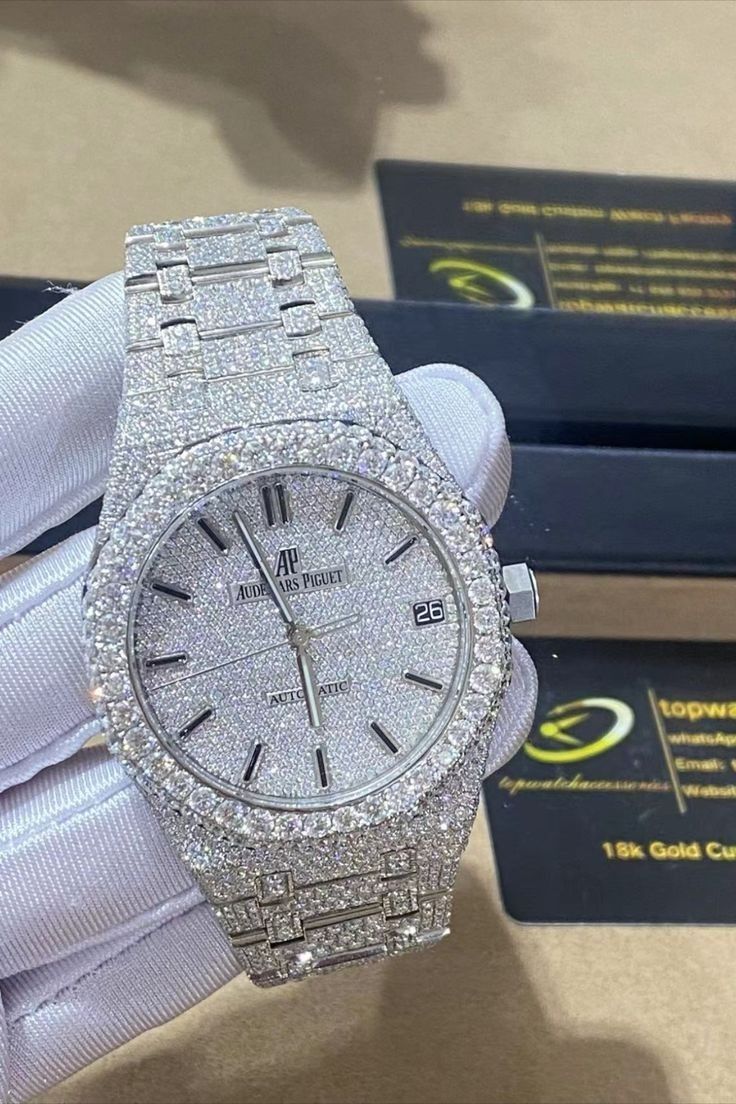 Icy Watches Women, Ice Watches For Men, Diamond Gifts For Him, Iced Out Watch Aesthetic, Ice Out Watch, Luxury Accessories Woman Jewelry, Vvs Diamond Watch, Iced Out Jewelry Women, Ap Watch Diamond