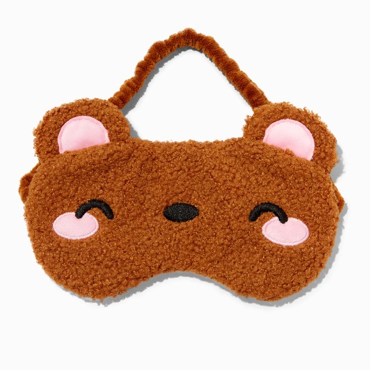 Need to catch up on your beauty sleep? This soft sleeping mask will cushion your eyes and keep the light out so you can get your rest. Faux sherpa bear has brown fur, and blushin' cheeks. Elastic Back Strap Dimensions: 7.5W x 6H in. Dimensions: 19.05W x 15.24H Material: Polyester - Claire's Sherpa Brown Bear Sleeping Mask Brown Wishlist, Kids Sleep Mask, Cute Sleep Mask, Alaska Cabin, Saving Account, Bear Sleeping, Unicorn Hat, Bear Picnic, Sleep Masks