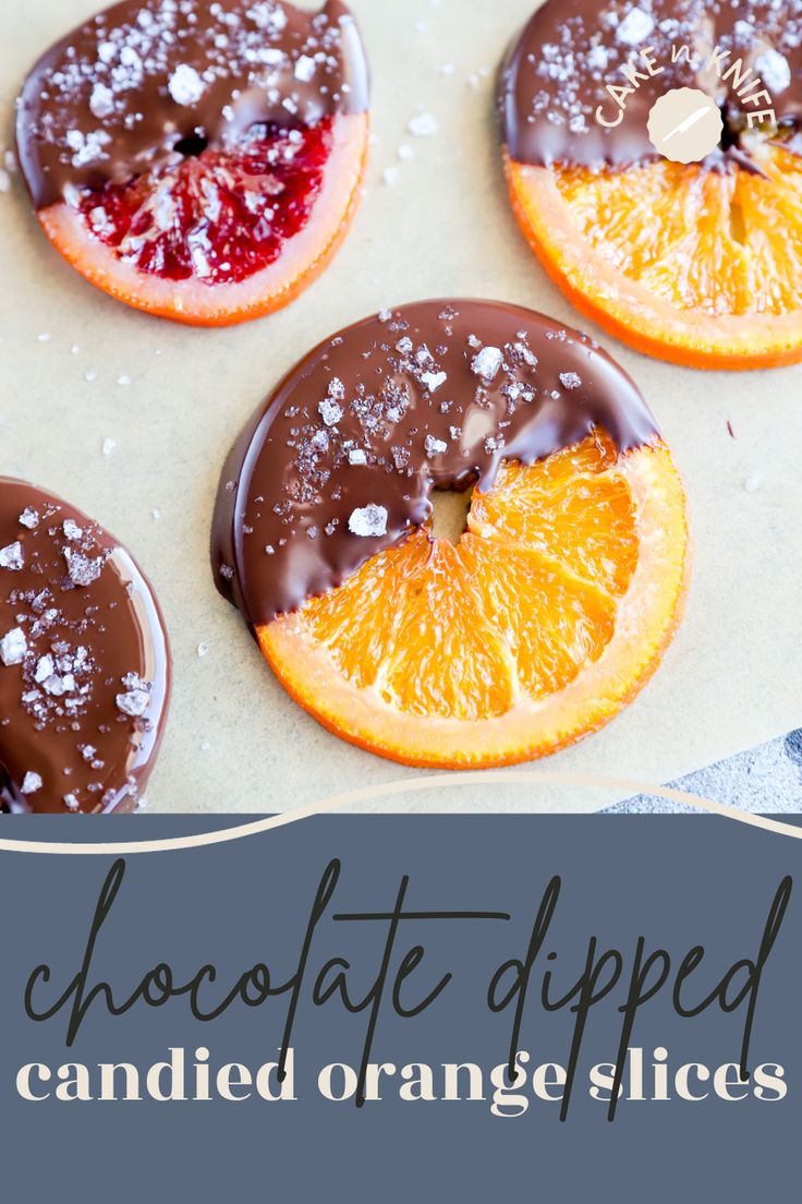 chocolate dipped candies with orange slices on top