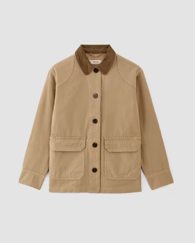 The Barn Jacket Cornstalk – Everlane Everyday Cotton Outerwear With Corduroy Collar, Spring Utility Jacket With Corduroy Collar For Work, Everyday Button-up Outerwear With Corduroy Collar, Cotton Utility Jacket With Corduroy Collar For Work, Everyday Outerwear With Corduroy Collar Button-up, Cotton Shacket With Corduroy Collar For Spring, Cotton Outerwear With Corduroy Collar, Utility Jacket With Corduroy Collar For Work, Everyday Single Breasted Cotton Utility Jacket