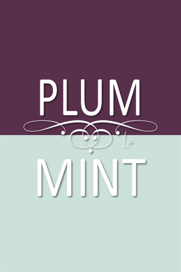 the word plum is written in white and purple