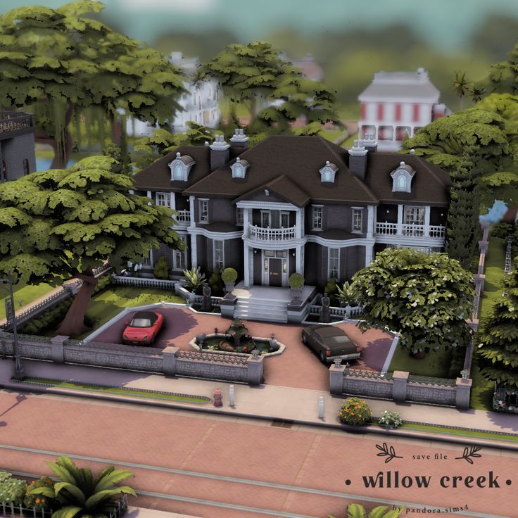 No cc - #sims4 #sims4build #sims4construction #sims4house #simsbuild #construction #maisonsims #lessims - https://www.instagram.com/pandora.sims4/ Sims 4 Driveway Ideas, Ophelia Villa Sims 4, Sims 4 Salon Cc, Sims 4 Landscaping, Desert Luxe, Movie Hangout, Magic Jungle, Sims Lots, Snowy Escape