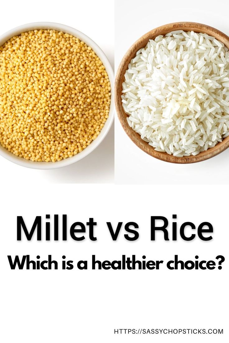 two bowls filled with rice and the words millet vs rice which is a healthier choice?