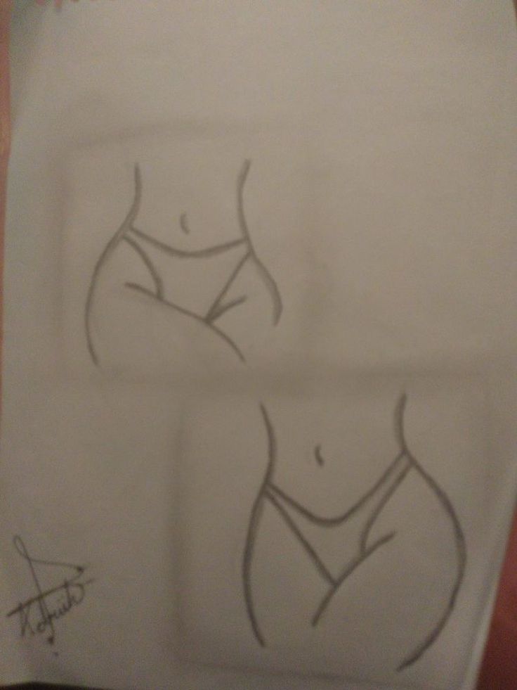 a drawing of a woman's stomach and bra