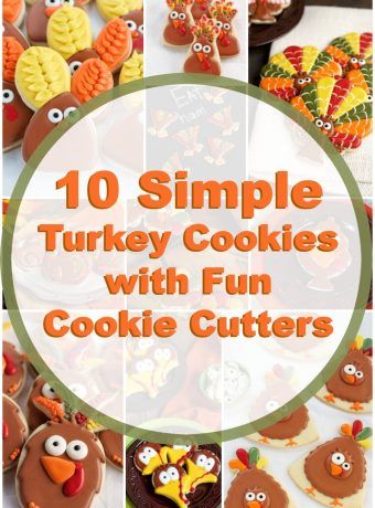 turkey cookies with fun cookie cutters in the shape of turkeys and turkey faces