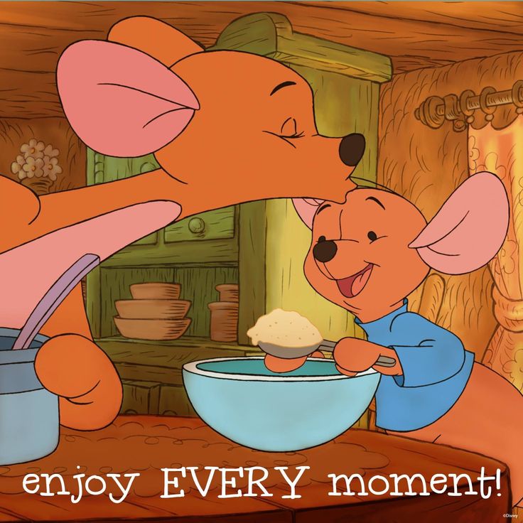 an animated image of winnie the pooh and piglet eating food from a bowl