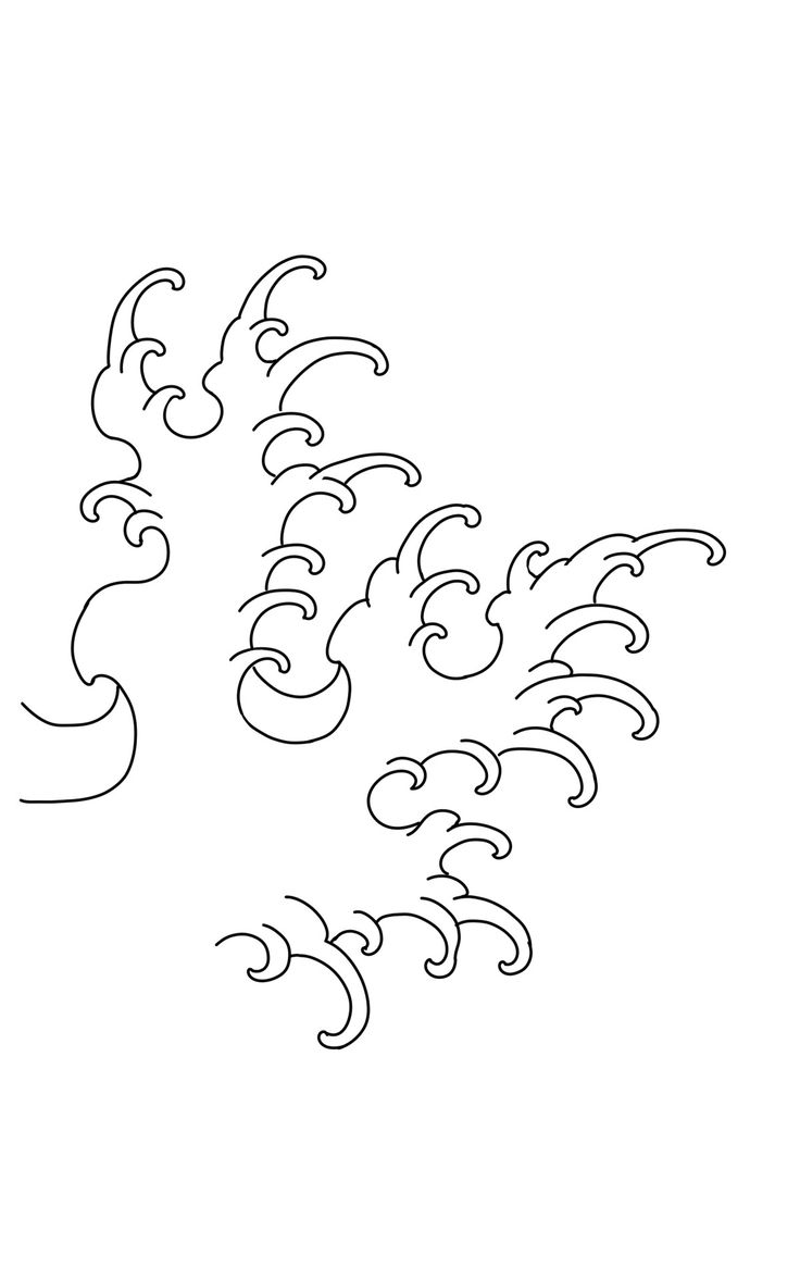 a drawing of waves in the sky with one wave on it's left side