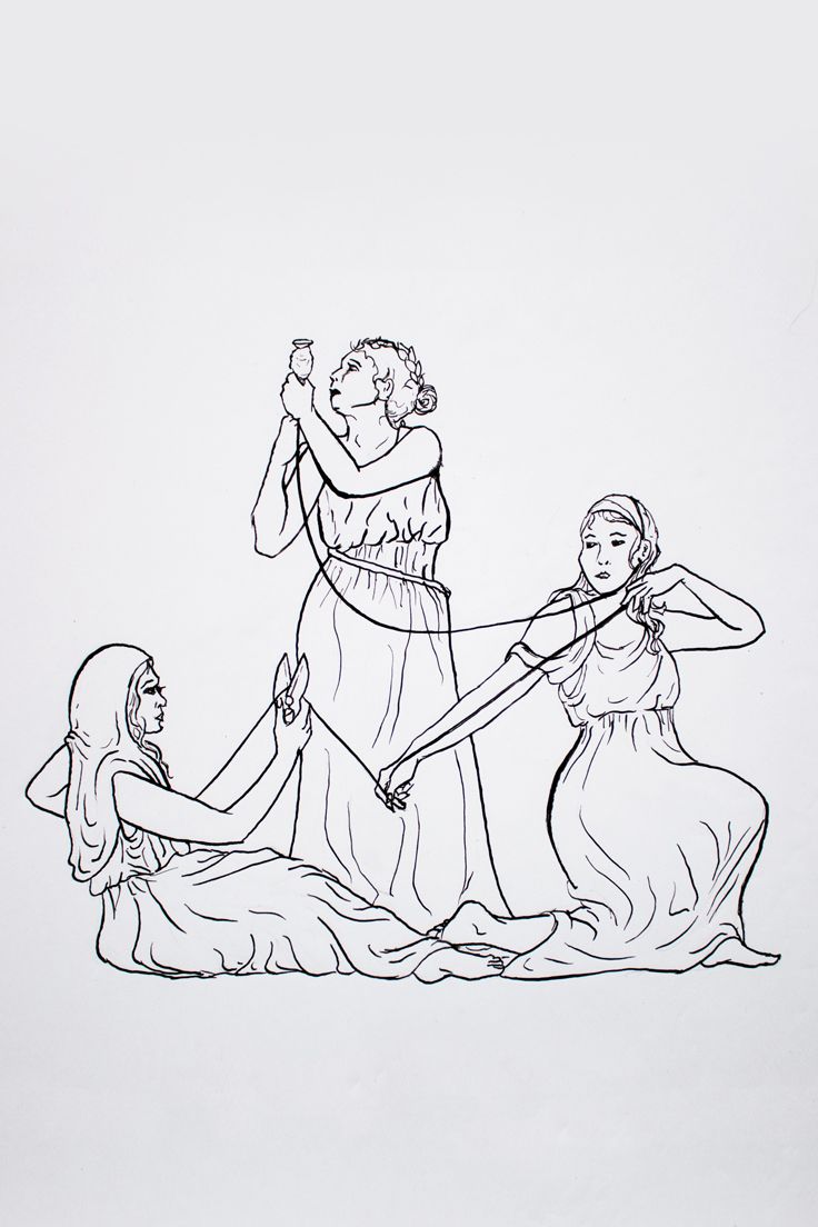 a drawing of three women holding hands with one woman sitting on the ground in front of them