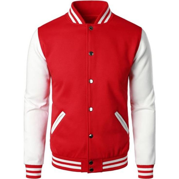 *Features:Contrast Long Sleeves,Ribbed Stand Collar & Cuffs, Two Front Pockets. Classic Design Of Letterman Jacket, Button Down Closure *Fabric: 65% Cotton, 35% Polyester, Soft Cotton Blend Fabric, High Quality And Comfortable. Cotton Jacket Provide Warm In Spring, Autumn/ Early Winter Days. *Fit: Slim Fit Deign, If You Prefer Loose Style, You Could Choose Size Larger Than Usual *Occasion:Suitable For Spring, Autumn, Casual Occasions, Outdoor Activities And Indoor Leisure Wearing, School Wearing Red Outerwear With Stand Collar And Button Closure, Casual Outerwear With Button Closure And Baseball Collar, Fitted Long Sleeve Varsity Jacket For Winter, Varsity Outerwear With Button Closure For Work, Casual Cotton Varsity Jacket With Button Closure, Long Sleeve Varsity Jacket With Button Closure For College, Winter Varsity Jacket With Button Closure And Long Sleeves, Fitted Varsity Jacket With Pockets For Winter, Winter Varsity Jacket With Button Closure