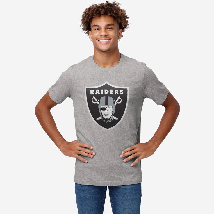 While the team racks up victories during the game, you can rack up the style points everywhere you go. All you need is this Las Vegas Raiders Primary Logo T-Shirt. Look good, feel good, and get ready to let everyone know that you’re the MVP of fan fashion. This top features a design that showcases your all-important team colors and a bold team logo display across the chest, meaning this tshirt will prove your unmatched dedication to the Las Vegas Raiders when you’re at the game or watching at ho Can Rack, Raiders Shirt, Fan Fashion, Logo Display, Las Vegas Raiders, Look Good Feel Good, Team T Shirts, Team Shirts, Heather Black