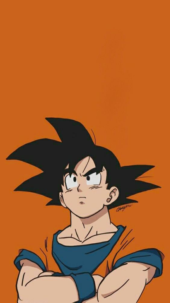 an anime character with black hair and blue pants sitting in front of an orange background