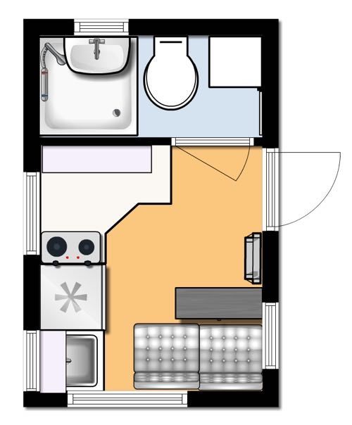 the floor plan for a small bathroom with a sink, toilet and bathtub in it