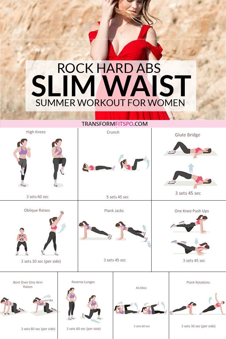 an image of a woman doing exercises on her stomach with the text rock hard abs slim waist