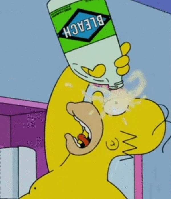 a cartoon character is holding a can of blevch