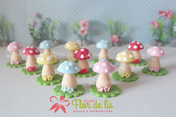 a group of miniature mushrooms sitting on top of a table