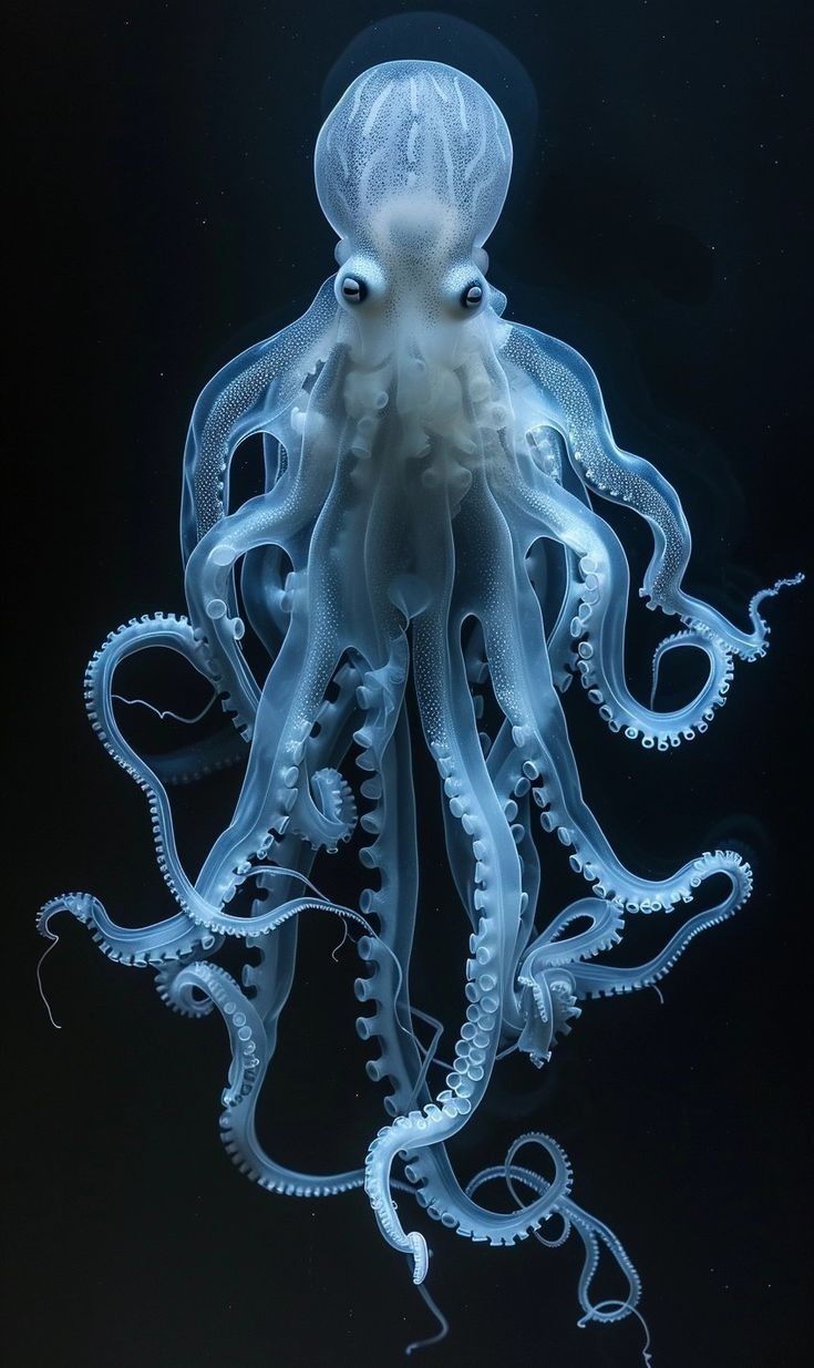 an octopus is swimming in the water