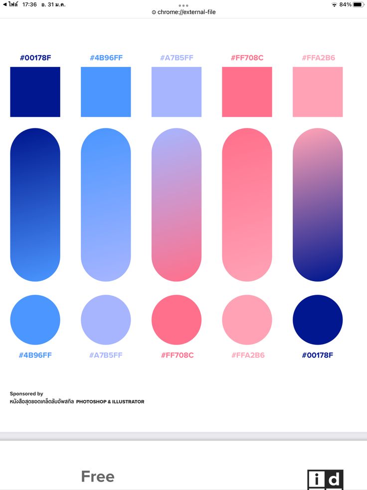 the color scheme for different shapes and sizes