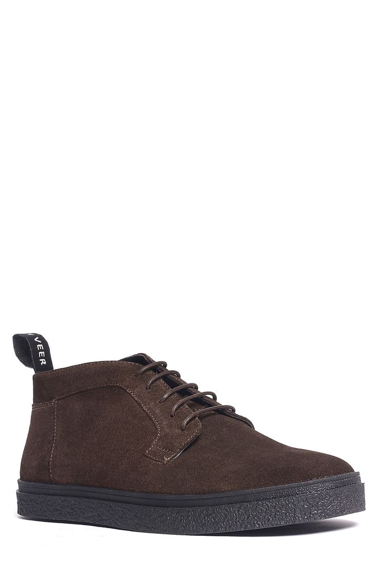 A clean, classic silhouette defines a stylish chukka boot built from rich suede leather. Leather upper and lining, rubber sole Imported Chukka Boots Men, Chukka Boot, Classic Silhouette, Chukka Boots, Suede Leather, Nordstrom Rack, Rubber Sole, Dark Brown, Men's Shoes