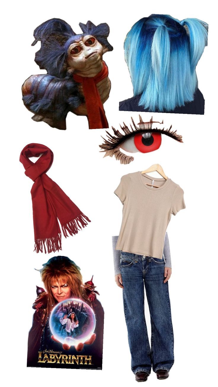 several different types of hair and clothes with pictures on the top one is wearing an eyeball