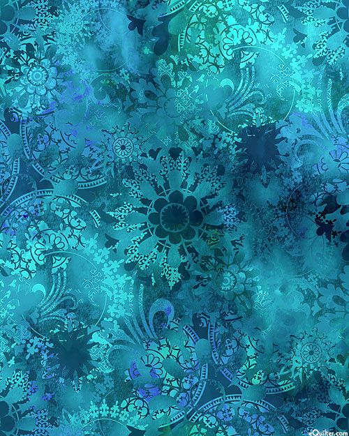 a blue and green background with an intricate design