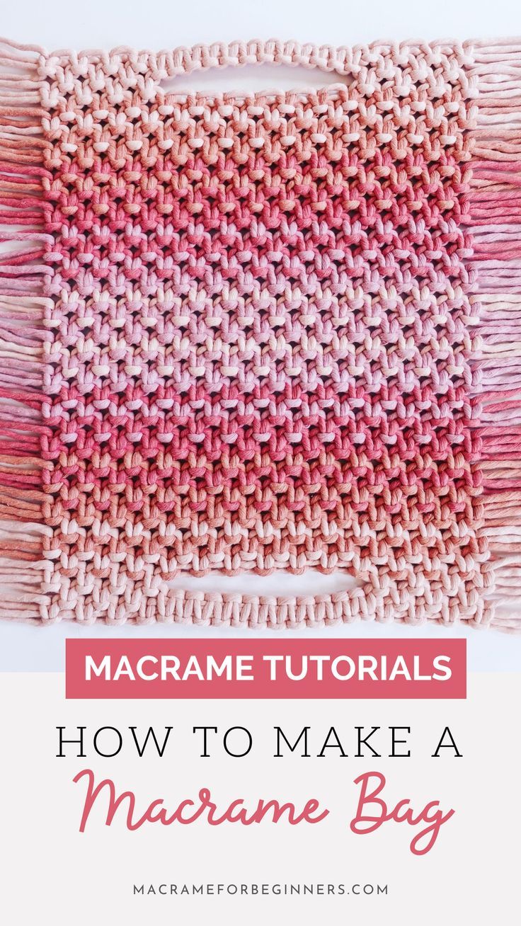 Pink Ombre Macrame Bag Diy Macrame Bag, Macrame Bag Tutorial, Easy Diy Macrame, Rustic Crochet, Handbag Ideas, Simple Macrame, Macrame Purse, Macrame Owl, Macrame Supplies