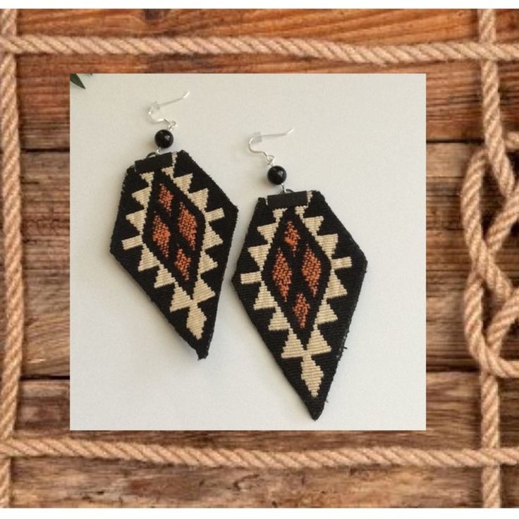 Beautiful Handcrafted Woven Southwestern Earrings, Made With Black Agate Gemstone And Sterling Silver Earring Hooks. Statement Earrings 5” Long, New! Southwestern Brown Beaded Earrings As Gift, Southwestern Style Brown Beaded Earrings Gift, Southwestern Style Brown Beaded Earrings For Gift, Southwestern Black Beaded Dangle Earrings, Adjustable Southwestern Black Earrings, Black Southwestern Dangle Earrings, Handmade Southwestern Black Beaded Earrings, Handmade Black Southwestern Beaded Earrings, Southwestern Black Beaded Earrings For Gift