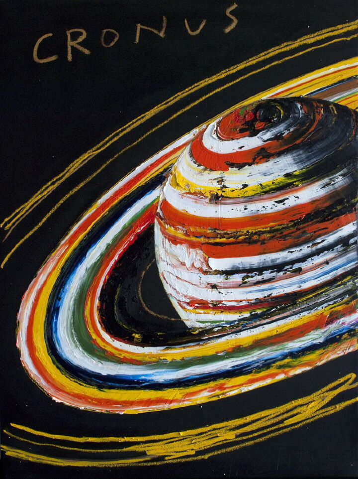 a painting of a saturn with the word cronus on it's side