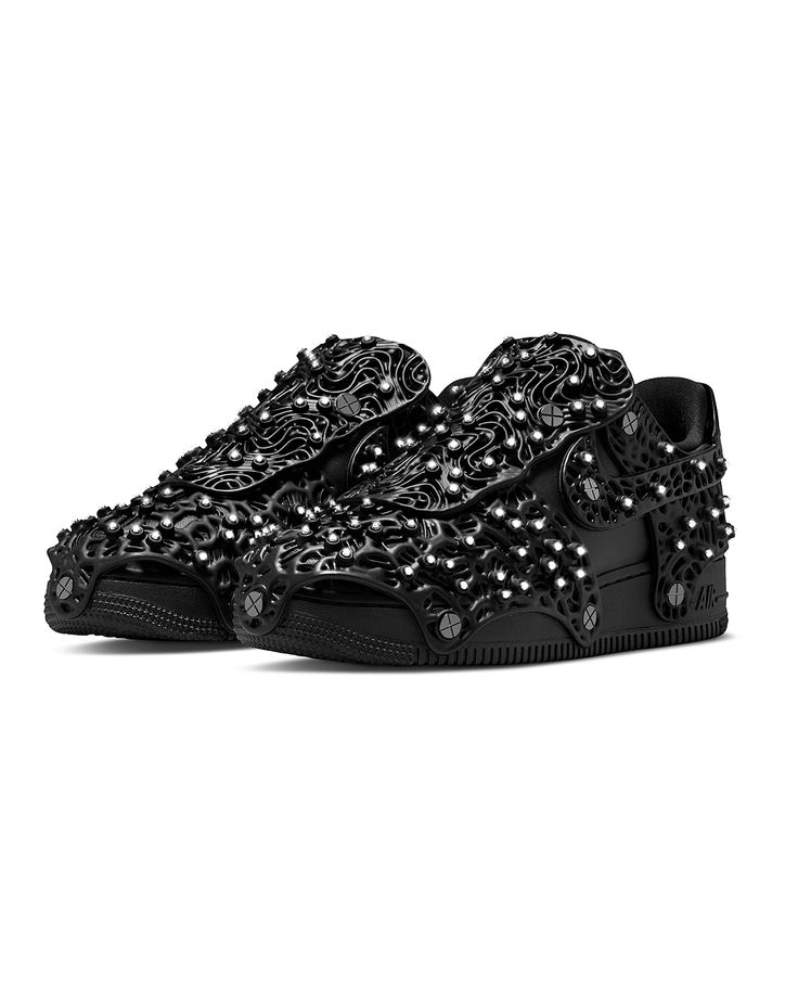 Nike Air Force 1 Limited Edition, Nike Air Force 1 Lxx, Nike Limited Edition, Shoes Editorial, Swarovski Nike, Swan Logo, Limited Edition Sneakers, Crystal Fashion, Triple Black