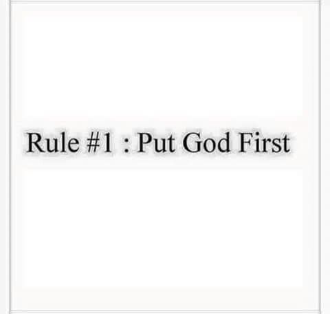 the words,'rules 1 put god first'are in black on a white background