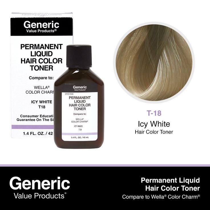 T18 Icy White Permanent Liquid Hair Color Toner Compare to Wella® ColorCharm® Generic Value Products T18 Icy White Permanent Liquid Hair Color Toner Compare to Wella® ColorCharm® | White | Sally Beauty Wella Toner, Beige Blonde Hair, Purple Conditioner, Wella Color Charm, White Hair Color, Liquid Hair, Pale Blonde, Gold Blonde, Black Hair Color