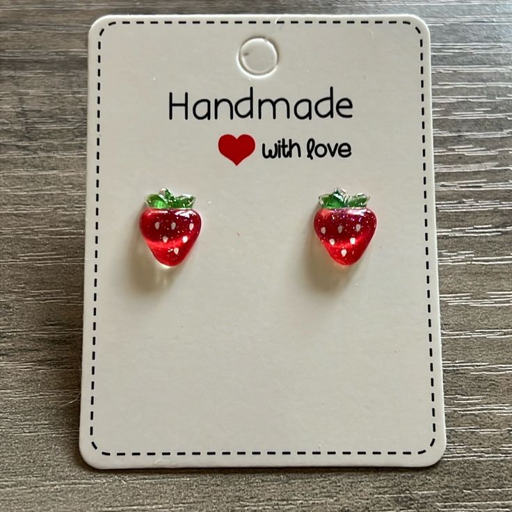 This Listing Is For A Pair Of Handmade Strawberry Earrings. Earring Stud Is 5mm And Made Out Of Stainless Steel. Hypoallergenic Earring Post And Earring Back. The Charms Are Made Out Of Resin. Super Cute For Kids Or Adults! **Comes From A Smoke Free Home** Cute Adjustable Earrings For Mother's Day, Sweet Hypoallergenic Earrings As Gift, Sweet Hypoallergenic Earrings For Gifts, Trendy Red Earrings For Birthday, Cute Nickel-free Earrings For Mother's Day, Cute Nickel Free Earrings For Mother's Day, Cute Earrings For Mother's Day, Cute Mother's Day Earrings, Sweet Red Earrings For Gift