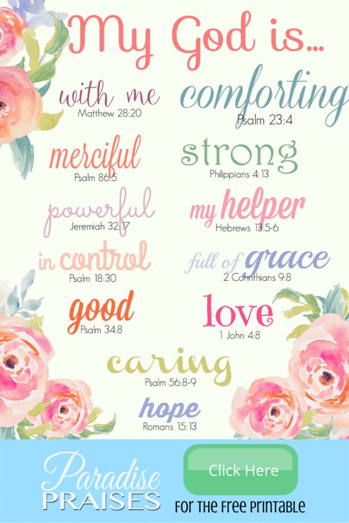 a poster with flowers and hearts on it that says, my god is with me comforting