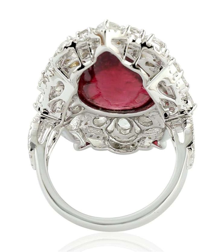 For Sale on 1stDibs - This stunning statement ring has been crafted from 14-karat gold. It is set in 13.65 carats Rubelite and 2.14 carats glimmering diamonds. The ring is a Cocktail Ring, Cocktail Rings, Statement Ring, Statement Rings, The Ring, Diamonds, Sketch, Engagement Rings, Ring