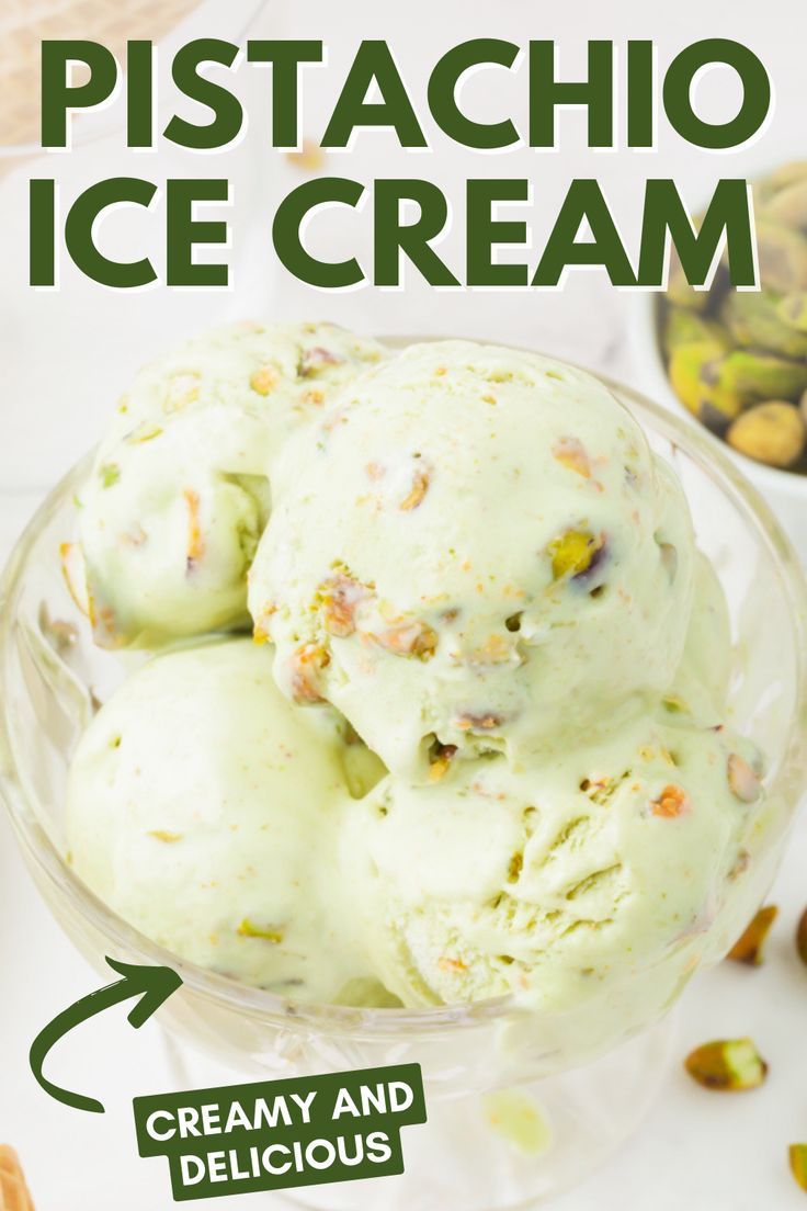 A glass bowl filled with light green ice cream swirled with pistachios. A bowl of whole pistachios is seen in the background Cuisinart Ice Cream Recipes, Pistachio Ice Cream Recipe, Cuisinart Ice Cream Maker Recipes, Ice Cream From Scratch, Pumpkin Spice Ice Cream, Ice Cream Recipes Machine, Pumpkin Pie Ice Cream, Almond Ice Cream, Cuisinart Ice Cream